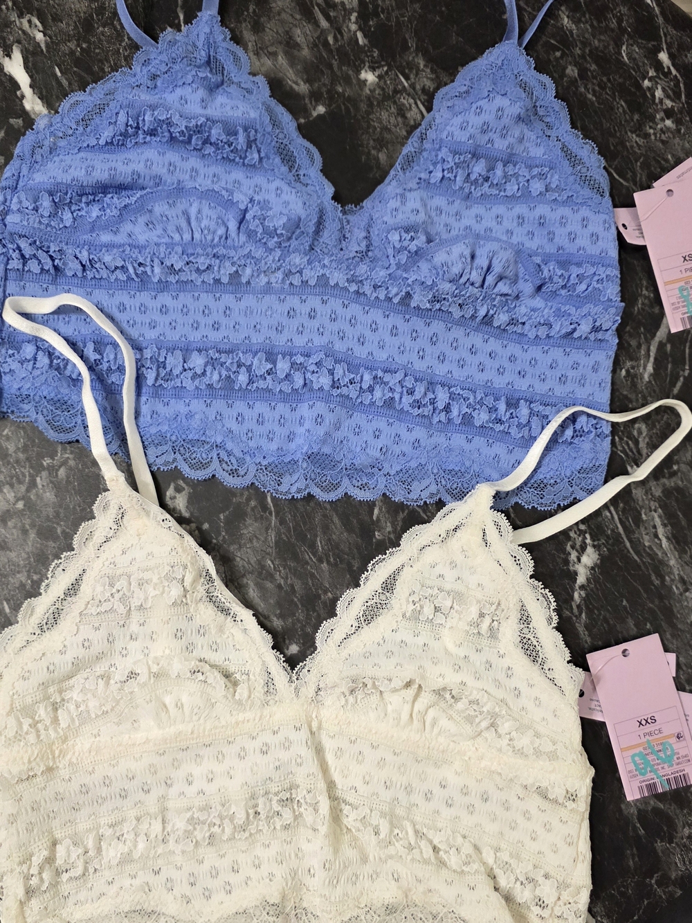 Target Wild Fable Lace Bralettes in Blue and Cream XS & XXS